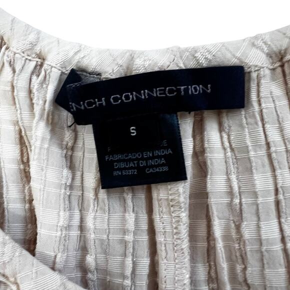 French Connection Cream Textured Dolman Sleeve Button Up Peasant Blouse Small - Picture 7 of 7